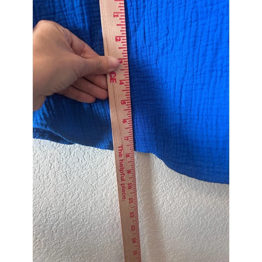 J. Jill 100% Cotton-Gauze‎ One-Pocket Blue Lagenlook Shirtdress SZ XS - Picture 9 of 10